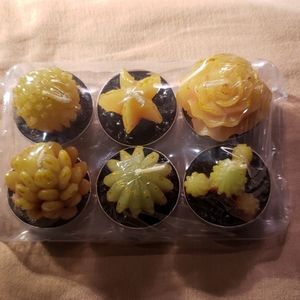 6 mini cactus candles - 1"